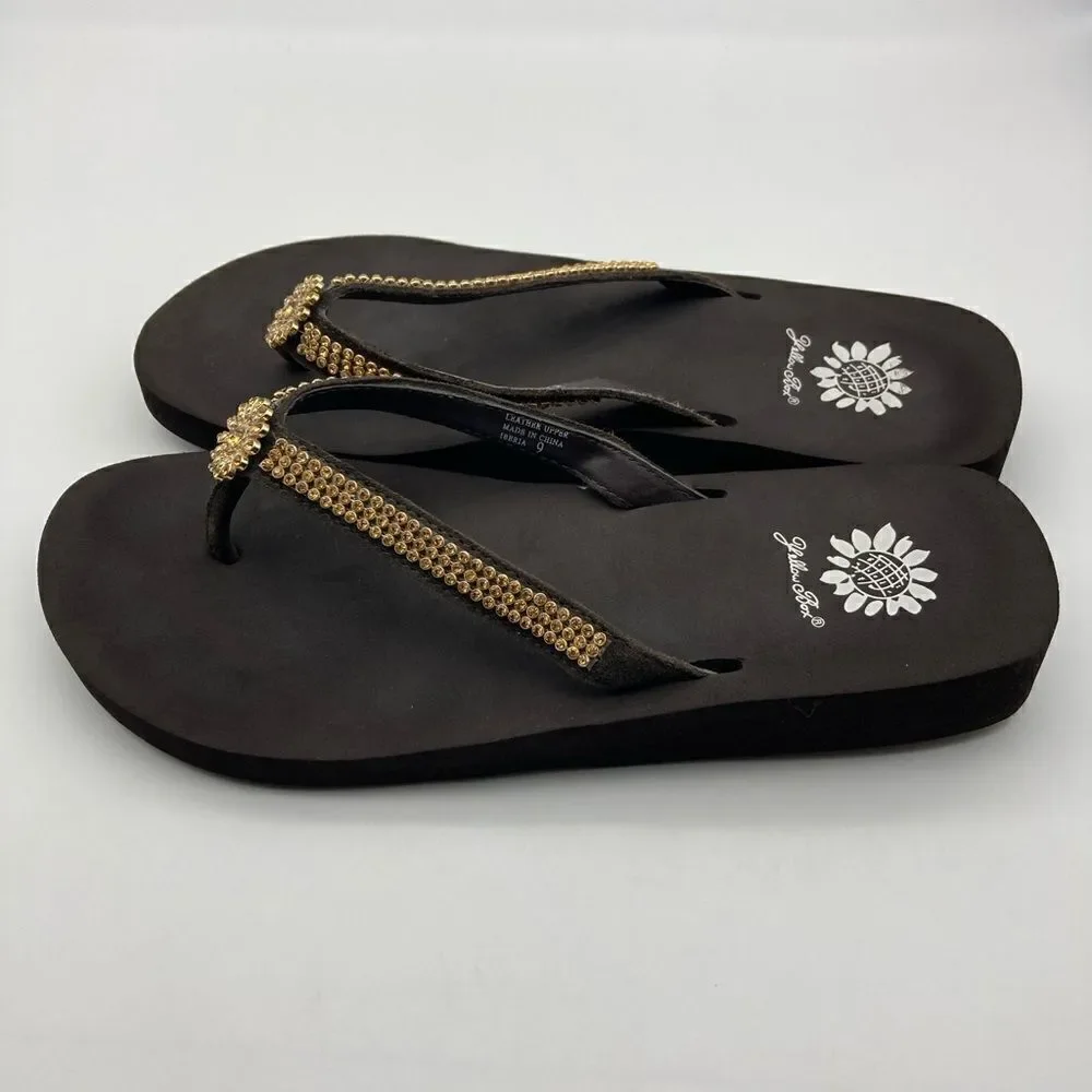Yellow Box Iberia Leather Upper Brown Sandals Size 9 - Picture 3 of 11